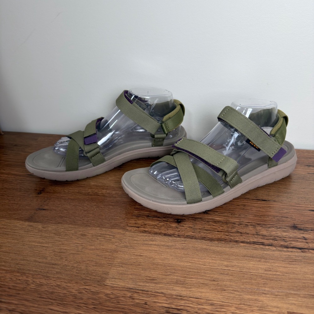 Teva Sandals Olive Green Purple Strappy Sport Hiking Outdoor Women Size 10 - Picture 3 of 7